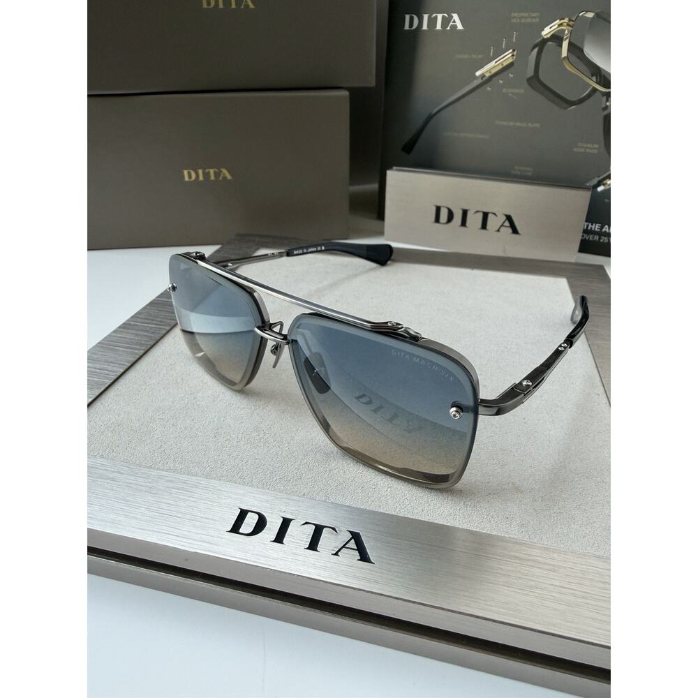DITA MACH SIX 121-08 Antique Silver Titanium Blue Gradient Sunglasses AUTHENTIC - Picture 5 of 16